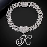 Hip Hop Initial Crystal Pendant Anklet Cuban Chain Leg Jewelry