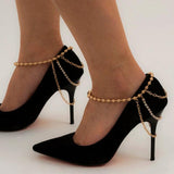 Punk Crystal Chain Anklet with Tassel Beads Bracelet