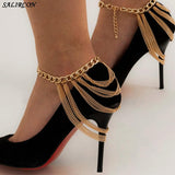 Punk Crystal Chain Anklet with Tassel Beads Bracelet