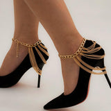 Punk Crystal Chain Anklet with Tassel Beads Bracelet
