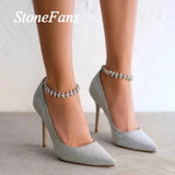 Stonefans Rhinestone High Heel Anklet Bracelet for Women