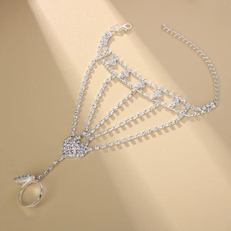 Crystal Heart Anklet Bracelet Leg Chain Women Boho Jewelry Gift