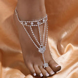 Crystal Heart Anklet Bracelet Leg Chain Women Boho Jewelry Gift