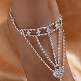 Crystal Heart Anklet Bracelet Leg Chain Women Boho Jewelry Gift