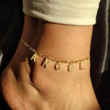 Zircon Name Letter Anklets Stainless Steel Beach Foot Jewelry