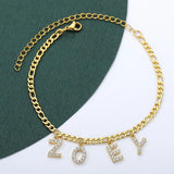 Zircon Name Letter Anklets Stainless Steel Beach Foot Jewelry