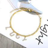 Zircon Name Letter Anklets Stainless Steel Beach Foot Jewelry