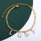 Zircon Name Letter Anklets Stainless Steel Beach Foot Jewelry