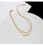 316L Stainless Steel 2 Layer Chain Anklet Love Bracelet For Women