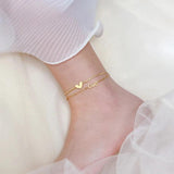 316L Stainless Steel 2 Layer Chain Anklet Love Bracelet For Women