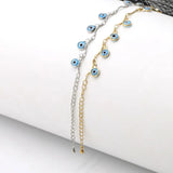 Evil Eye Tassel Anklet Silver 2 Layer Foot Chain Ankle Bracelet for Women Girls