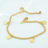 Women Girls Yellow Engraving Anklets Coin Foot Chains Bracelets
