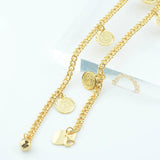 Women Girls Yellow Engraving Anklets Coin Foot Chains Bracelets
