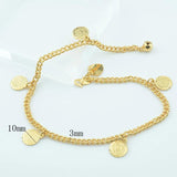Women Girls Yellow Engraving Anklets Coin Foot Chains Bracelets