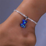 Resin Bear Anklet Rhinestone Chain Western Style Jewelry