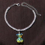 Resin Bear Anklet Rhinestone Chain Western Style Jewelry