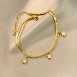 316L Stainless Steel Star Anklets Double Layer Bracelets For Women