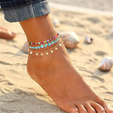 Bohemian Sequins Anklet Set with Natural Stone for Women