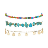 Bohemian Sequins Anklet Set with Natural Stone for Women