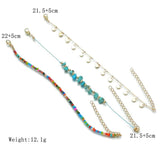 Bohemian Sequins Anklet Set with Natural Stone for Women