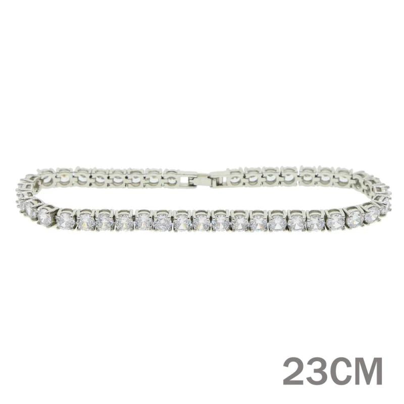 5A CZ Charm Anklet Iced Out Bling Rose Silver 5mm Tennis Chain Anklet
