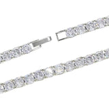 5A CZ Charm Anklet Iced Out Bling Rose Silver 5mm Tennis Chain Anklet