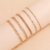 5 pcs Bohemian Anklet Bracelet Set Vintage Link Chain Beach Jewelry
