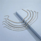 5 pcs Bohemian Anklet Bracelet Set Vintage Link Chain Beach Jewelry