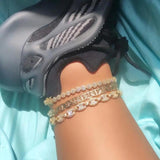 Iced Out CZ Round Bead Foot Jewelry For Women Girl Anklet Gift