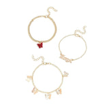 Bohemian Layered Anklets Set, Angel Butterfly Foot Jewelry, 3pcs