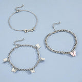 Bohemian Layered Anklets Set, Angel Butterfly Foot Jewelry, 3pcs