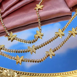 Rhinestone Butterfly Anklet Crystal Tennis Chain Bracelet