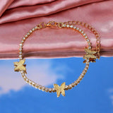 Rhinestone Butterfly Anklet Crystal Tennis Chain Bracelet