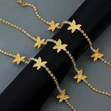 Rhinestone Butterfly Anklet Crystal Tennis Chain Bracelet