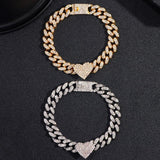Hip Hop Full Crystal Heart Anklet Bracelet Women Cuban Anklets