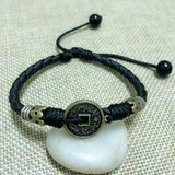 Men's Red Leather Coin Anklet - Vintage Retro Style