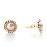 6 Pairs Flower Pearl Earrings - Zircon Crystal Rhinestones Jewelry
