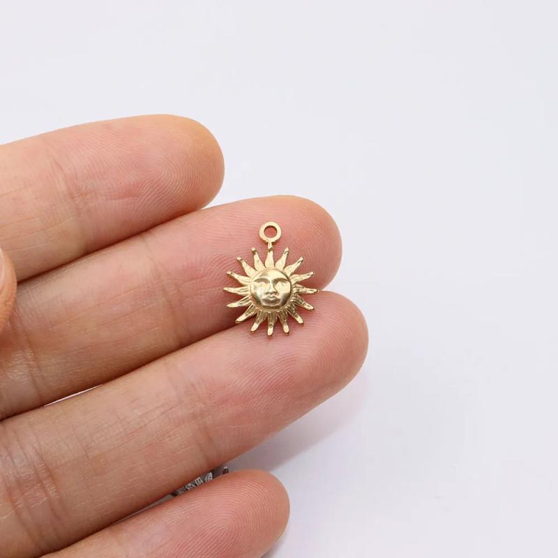 5pcs 12mm Stainless Steel Sun Charms Pendant DIY Jewelry Unfading Color