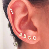 925 Silver Stud Earrings Zircon A-Z Initial Letters Earrings