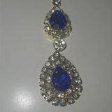 Indian Rhinestone Bridal Water Drop Pendant Head Chain