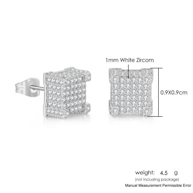 Hip-hop Iced Out Stud Earrings for Men Women