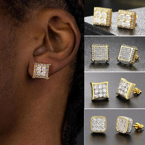 Hip-hop Iced Out Stud Earrings for Men Women
