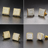 Hip-hop Iced Out Stud Earrings for Men Women