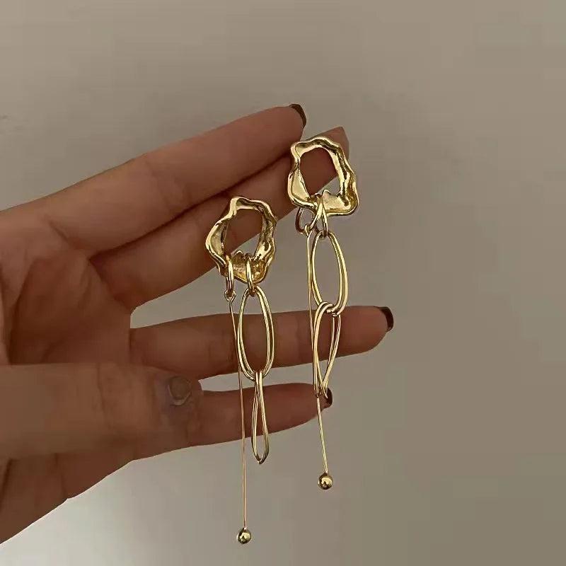 Retro Geometric Tassel Earrings Europe United States Fashionable Stud Earrings
