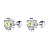 925 Silver Daisy Flower Stud Earrings For Women Children Baby