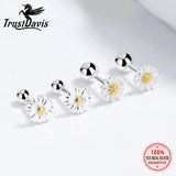 925 Silver Daisy Flower Stud Earrings For Women Children Baby