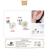 925 Silver Daisy Flower Stud Earrings For Women Children Baby