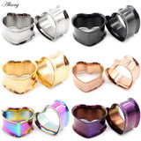 2pcs 8-30mm Stainless Steel Heart Ear Tunnels Plugs Expander Gauges