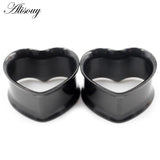 2pcs 8-30mm Stainless Steel Heart Ear Tunnels Plugs Expander Gauges