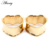 2pcs 8-30mm Stainless Steel Heart Ear Tunnels Plugs Expander Gauges